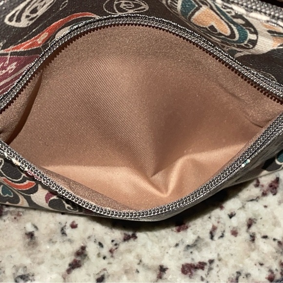 SakRoots Crossbody Gray Floral Hearts Canvas Coated Artistic Adjustable Shoulder - Picture 15 of 16